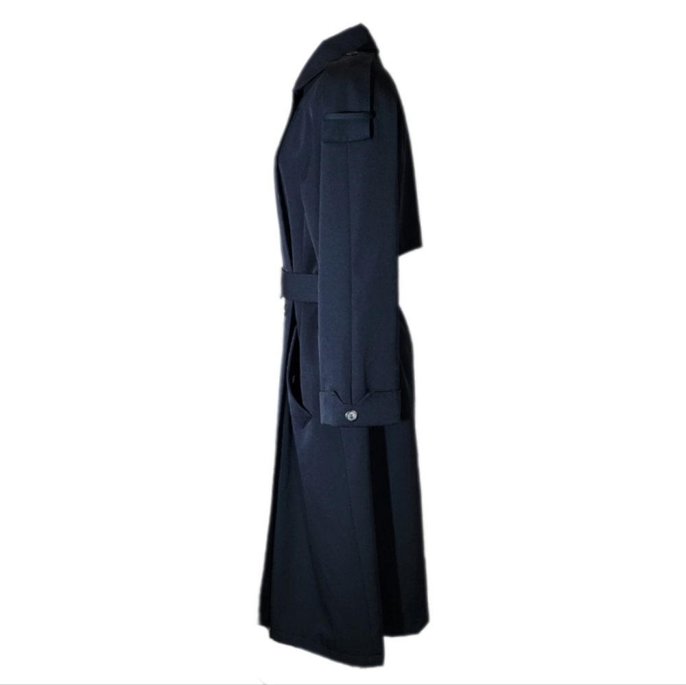 Evan-Picone Coat Double Breasted 100% Wool Trench Black Size L - Picture 10 of 16